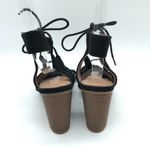 Merona Womens Sandals Block Heel Faux Suede Lace Up Open Toe Black Size 6.5 Photo 3