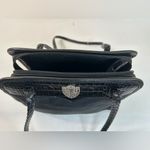 Brighton Black Leather and Nylon Shoulder Bag with Croc Embossed Trim Photo 10