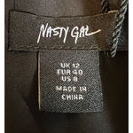 Nasty Gal Dress Womens Size 8 Black Satin Low Plunge Puffbal Hem Structured NWT Photo 1
