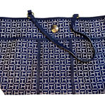 Tommy Hilfiger Tote Bag Navy White Monogram Jacquard Large Shoulder Bag Women Photo 0