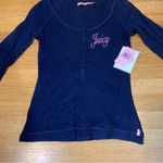 Juicy Couture  Pam Gela Regal 26" Henley Sleepwear Pajama Top Blue Women's Medium Photo 1