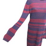 Just Fab Women's XL Striped Turtleneck Sweater Dress Burgundy Navy Long Sleeve Photo 3