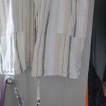 Kelly Renee linen blend romper playsuit sleeveless in tan, beige and green size large. Photo 3