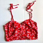 Dance & Marvel floral crop tie shoulder top red & white in size medium Photo 0