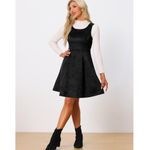 Allegra K NWT Women’s Black Faux Suede Sleeveless Pinafore Dress - Small Photo 3