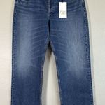 ZARA NWT Women High Waisted baggy wide leg denim ankle jeans Sz 10 raw hem Boho Photo 0
