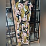 Marc Jacobs silk midi dress cowl mock neck short cap sleeve abstract print knee Photo 1