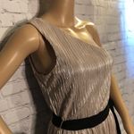 EXPRESS One Shoulder Pleated Gold Toga Style Dress Medium Photo 5