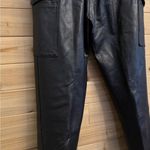 Vintage Merona Sport Sz Medium High Rise Black Leather Cargo Straight Leg Pants Photo 9