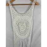 Boutique  White Knit Boho Fringe Beach Coverup Size XL Photo 2
