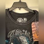 Affliction American Customs Vision Quest Top Women's Black Tee Size Medium Photo 9