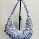Purple Hobo Bag with Floral Paisley Print Photo 0