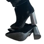 Shoe Republic LA  Velvet Mid-Calf Boots Party Block Heels Fashion Pointed Toe Photo 4