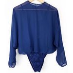 We Are HAH Mama Jen Chiffon and Lace Bodysuit in Navy Blue Size XS NWT Photo 3
