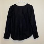 Everlane  The Popover Shirt Linen Long Sleeve Blouse Black Sz 4 Small Photo 8