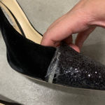 Jimmy Choo Love 100 Velvet Asymmetrical Glitter Toe Pumps Black Size US 10 Photo 7