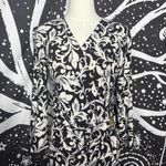 Anne Klein Elegant Black and White Floral Long Sleeve Dress Photo 1