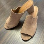 14th & Union  tan faux suede block heel slip on sandals size 9M Photo 0