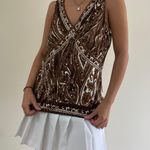 The Vintage Shop Brown Silk Printed Tank Top Photo 0