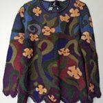 Peruvian Connection Purple Crewneck Floral Alpaca Sweater Fun Funky Art-Wear Photo 9