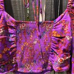 Urban Outfitters  Floral Long Puff Sleeve Hippie Cropped Peasant S Photo 5