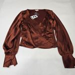 LPA  Criss Cross Blouse in Cherry Brown Medium Photo 2