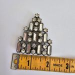 Vintage Large Dress Clip Silver tone metal clear rhinestones Photo 3