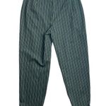 Loft  High Waist Wide Leg Pants Black Gray Pin Stripe Photo 5