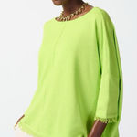 Joseph Ribkoff  Soft Knit Poncho Sweater with‎ Fringes 4204 keylime green XS/S Photo 0