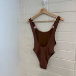 Aerie NWOT  crinkle birthday scoop cheekiest one piece in brown and pink Photo 3