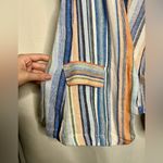 Caslon Linen Blue and Coral Striped Boyfriend Blazer XS Photo 5