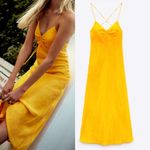 ZARA  Bloggers Fav Orange Midi Satin Effect Casual Maxi Slip Dress Orange SZ XS Photo 2