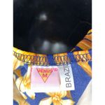 Venus VTG 90s Bikini Swimsuit 4 Pc Set Tops + Bottom + Sarong Blue Yellow Floral Photo 2
