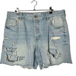 ZARA  Light Wash Distressed High Rise Jean Shorts 14 Photo 0