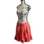 Naked Zebra St Bernard  Faux Wrap Mini Skirt Coral Ruffle Hem Boho Beach S/M Photo 2