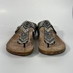 Sam & Libby Cork Bottom Slip On Metallic Embroidered Strap Sandals 9 Summer Photo 2