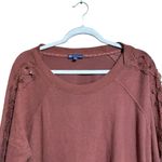 Democracy Sweater Womens Extra Large XL Orange Lace Inset Sleeves Pullover Photo 1