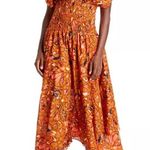 ALC Frank A.L.C. Lucia Floral V Neck Smocked Waist A-Line Midi Dress, Size 2 New w/Tag Photo 1