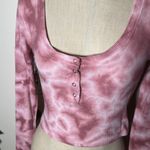 Aeropostale Waffle Knit Scoop Neck Tie Dye 4 Button Long Sleeve Photo 2