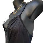 Vanity Fair VTG 80s  Full Slip Dress Floral Sheer Bodice Silky Black Women’s 36 Photo 3