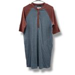 prAna  Cozy Up Henley Vintage Blue Heather Raglan Half Sleeve Dress‎ Sz M Pockets Photo 2