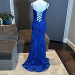 Women’s Blue Sparkly Mermaid Fit Prom Party Dress Criss Cross Straps Size 6 NWOT Photo 3
