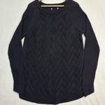 Sonoma  Lattice Stitch Knit Sweater Womans L Black Tunic Long Sleeve No Tags Photo 0