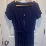 Lulus  navy blue zip up tie waist romper Photo 4