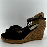 Gaimo Espadrilles Wedge Sandals Cross Strap Peep Toe Ankle Strap Black 10.5 NWOT Photo 2