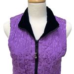 Coldwater Creek Vest Sz S Velvet Silk Reversible Zip Black Purple Quilted Mature Photo 6