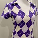 H&M Divided Purple & White Argyle Print V-Neck Collared Jersey Fitted Mini Dress Photo 1