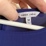 Naked Zebra 🌞 Sheer Royal Blue Full Zipper Back Long Sleeve Blouse. Photo 1