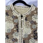 Quilted Floral Jacket Women's Reversible Button Front Pockets Beige Brown Size M Photo 1