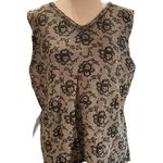 Style & Co Black & White Floral w/ Lace Looking Print Sleeveless Tank Top Large Photo 0